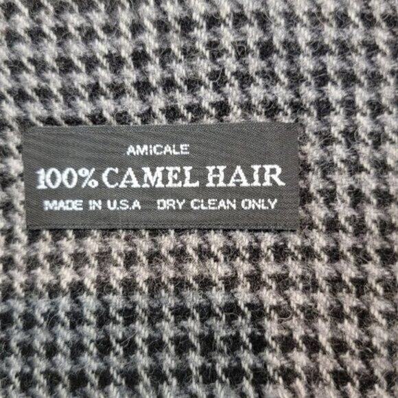 Amicale Camel Hair Fringe Scarf Gray Black - Picture 2 of 9